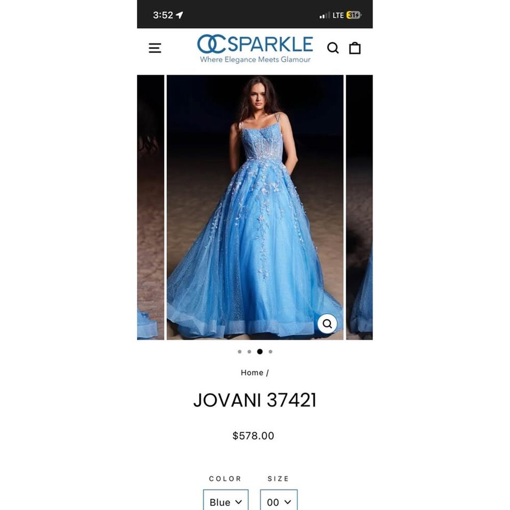 Jovani Style 37421 Blue Gown (size 8) - Picture 4 of 9